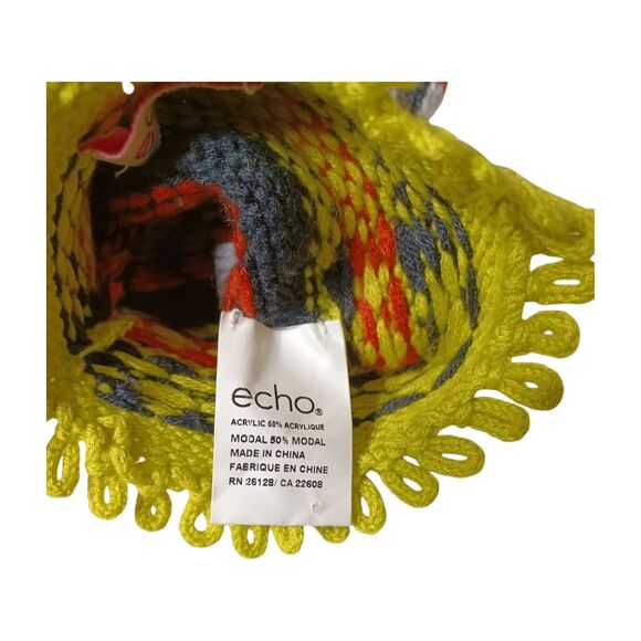 ECHO Matching Knit Scarf and Gloves Set - Yellow Green Black - Scarf = 72" x 8" - Picture 7 of 8